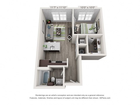 a 1 bedroom floor plan at the villas at houston levee west apartments in cord